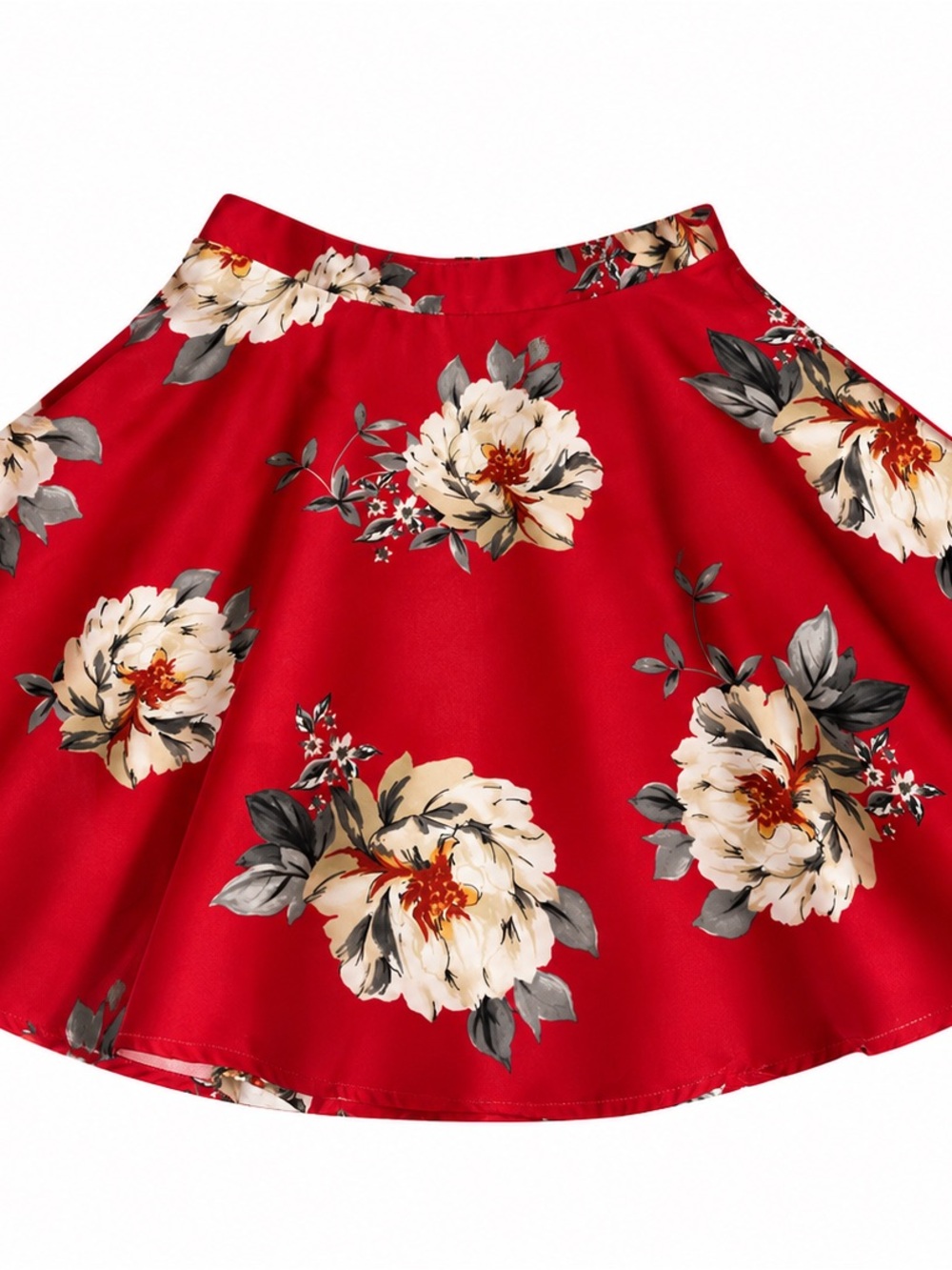 City Studio Red Floral Circle Skirt